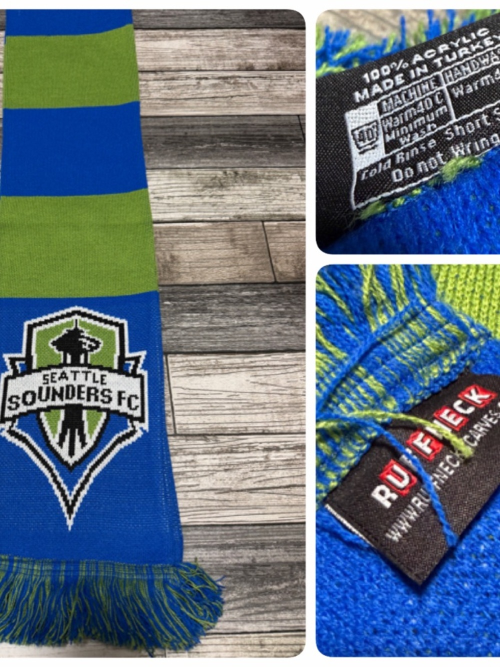 Ruffneck Seattle Sounders Fc MLS Scarf Blue Green Acrylic